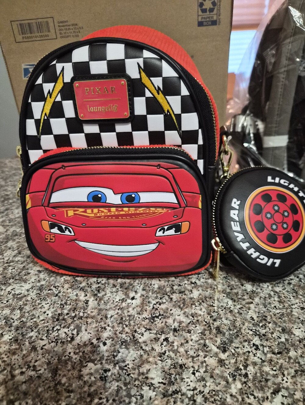 Loungefly Red Lightning McQueen Backpack And Coin Purse - Race Print Lining